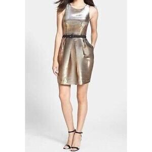 Eliza J Women’s Size 18 XL Metallic Black Tulip Belt Dress